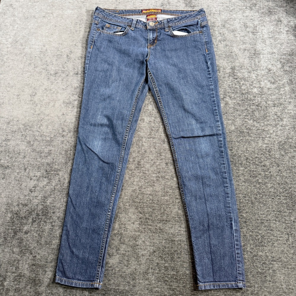 2B Free To Be With You Jeans Womens 9 Medium Wash Low Rise Skinny‎ Embroidered